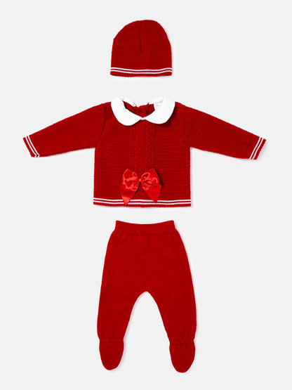 Baby Girl Violeta Collection 3-piece Spanish Knitted Set - Red