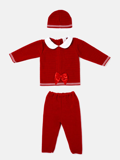 Baby Girl Violeta Collection 3-piece Spanish Knitted Set - Red