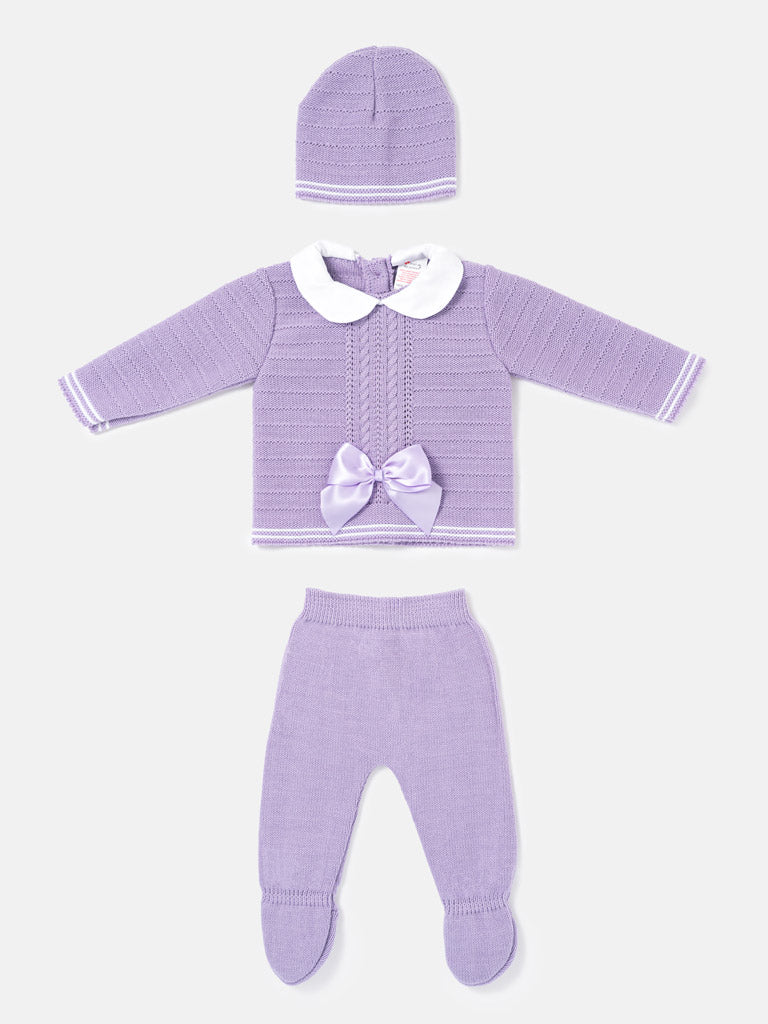 Baby Girl Violeta Collection 3-piece Spanish Knitted Set - Purple