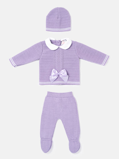 Baby Girl Violeta Collection 3-piece Spanish Knitted Set - Purple