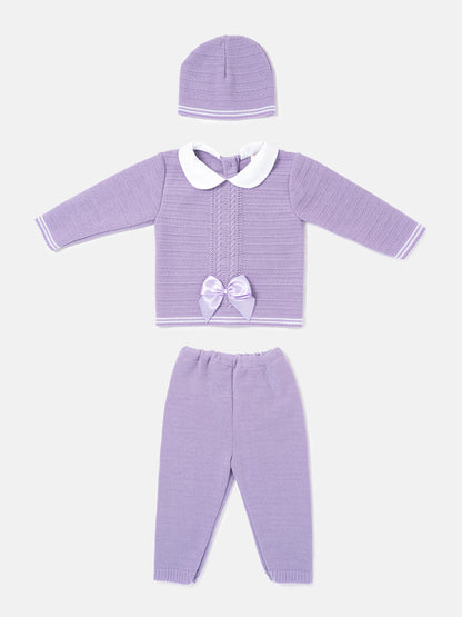 Baby Girl Violeta Collection 3-piece Spanish Knitted Set - Purple