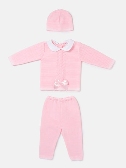 Baby Girl Violeta Collection 3-piece Spanish Knitted Set - Baby Pink
