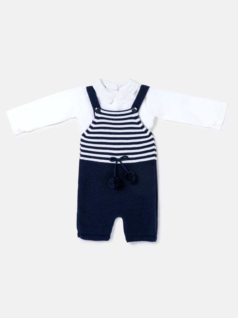 Baby Boy Dante Collection 2-piece Knitted Dungaree Set - Navy Blue