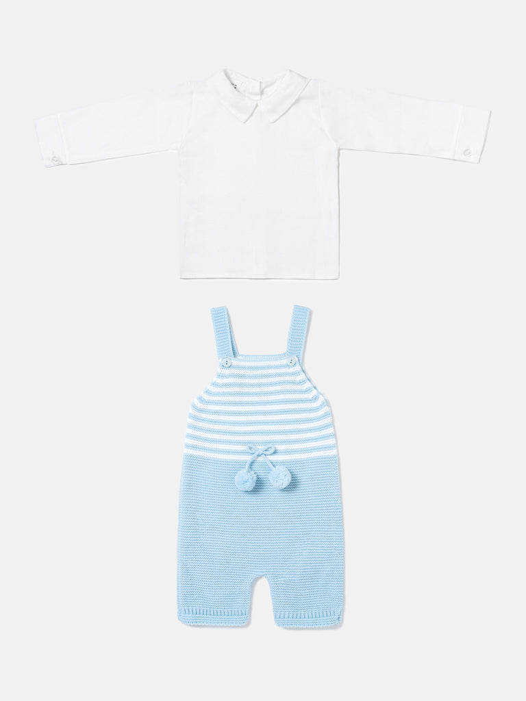 Baby Boy Dante Collection 2-piece Knitted Dungaree Set - Baby Blue