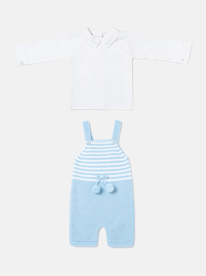 Baby Boy Dante Collection 2-piece Knitted Dungaree Set - Baby Blue