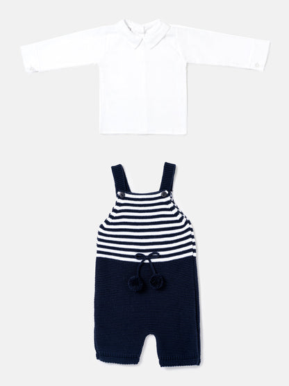 Baby Boy Dante Collection 2-piece Knitted Dungaree Set - Navy Blue