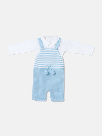 Baby Boy Dante Collection 2-piece Knitted Dungaree Set - Baby Blue