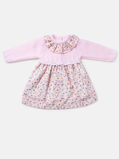 Baby Girl Flores Collection Daisy Print Spanish Dress - Baby Pink
