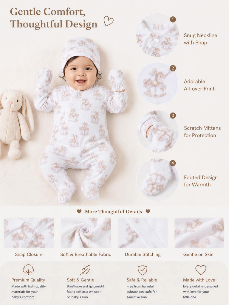 Baby Grow Rocking Horse Collection 3-Piece Set - Beige