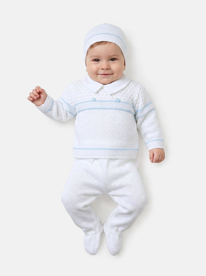 Baby Boy Smart Layette 3-piece Knitted Gift Box Set - White