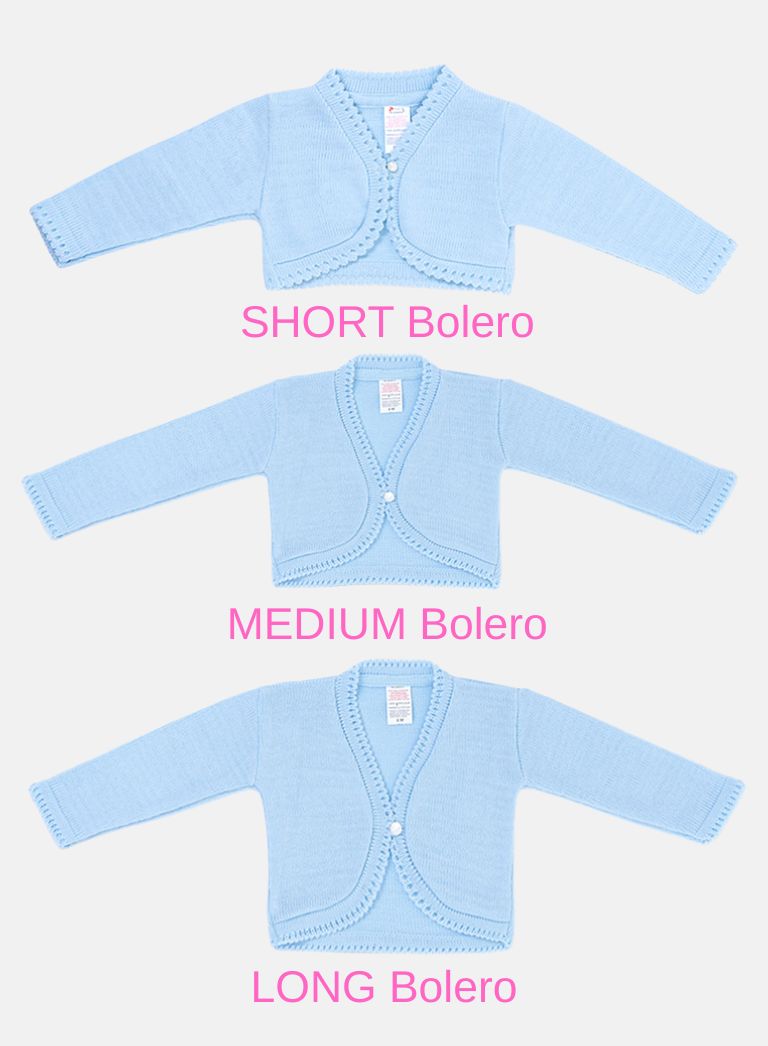 Luxury Baby Girl LONG Bolero with Button - Baby Blue