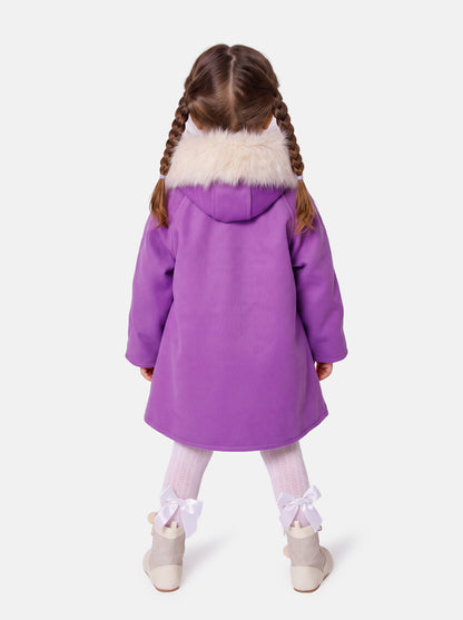 Baby Girl A-line Princess Spanish Hooded Coat with Faux Fur - Royal Purple