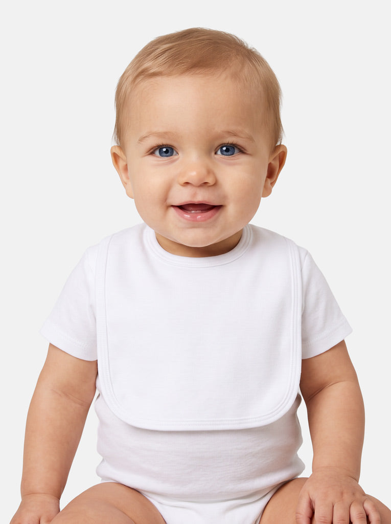 Baby Plain Cotton Bib for Embroidery - White