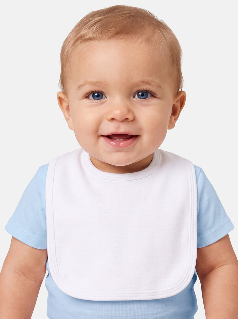 Baby Plain Cotton Bib for Embroidery - White