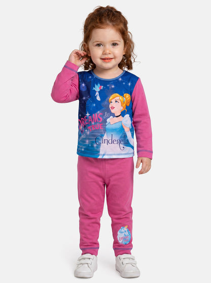 Princess Cinderella Baby Girl Long Pyjama Set - Pink & Blue