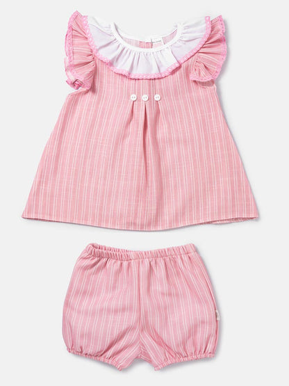 Baby Girl Casandra Collection 2-Piece Romper Set - Pink