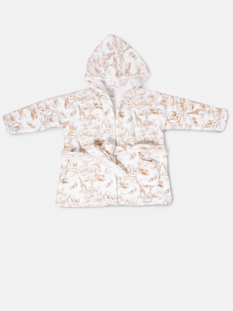Children's Safari Collection Hooded Bath Robe - Beige