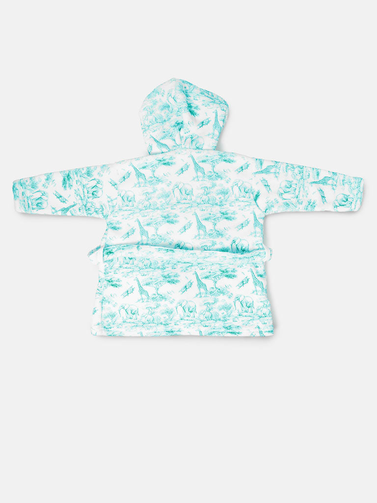 Children's Safari Collection Hooded Bath Robe - Mint Green
