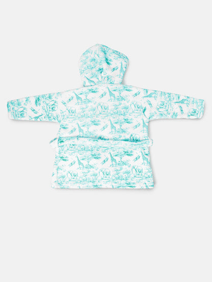 Children's Safari Collection Hooded Bath Robe - Mint Green