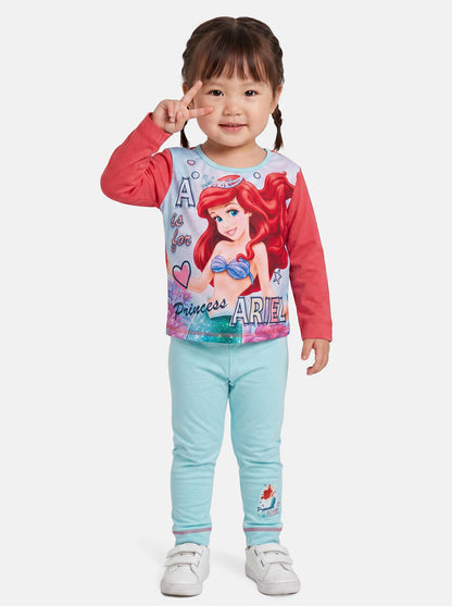 Princess Ariel Baby Girl Long Pyjama Set - Red & Blue