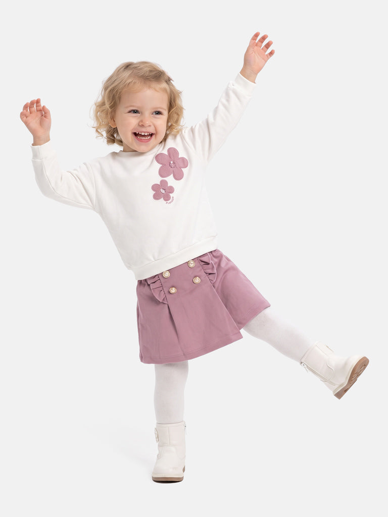 Baby Girl Fiorella Collection 2-Piece Set with Velvet Skirt - Dusty Pink
