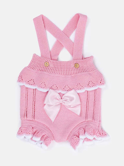Baby Girl Carmen 2-piece Knitted Spanish Romper Set - Pink