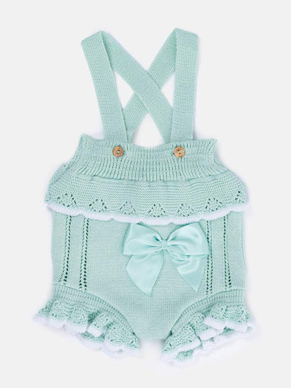 Baby Girl Carmen 2-piece Knitted Spanish Romper Set - Mint Green
