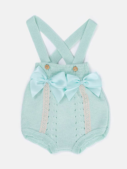 Baby Girl Emilia 2-piece Knitted Spanish Romper Set - Mint Green