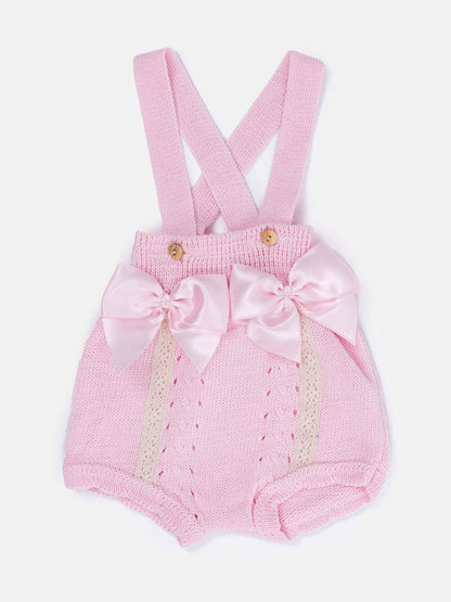 Baby Girl Emilia 2-piece Knitted Spanish Romper Set - Baby Pink