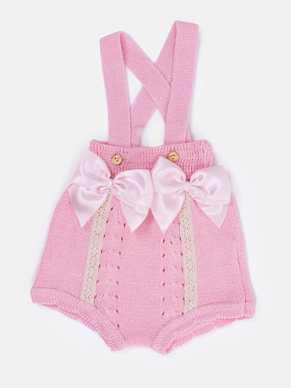Baby Girl Emilia 2-piece Knitted Spanish Romper Set - Pink
