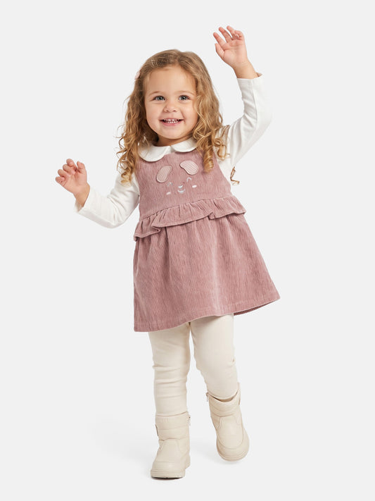 Baby Girl Siena Collection 2-Piece Dress Set with Cute Ears - Dusty Pink
