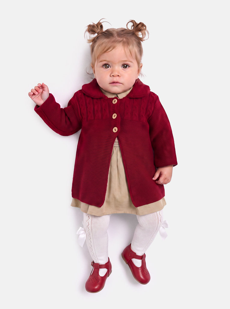 Girl Irene Collection Knitted Coat with Back Bow Baby & Toddler - Red