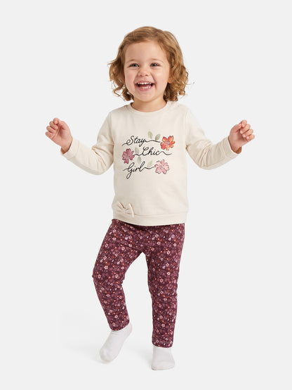 Baby Girl 2-Piece Leggings Set with Floral Design Antonella Collection - Cherry