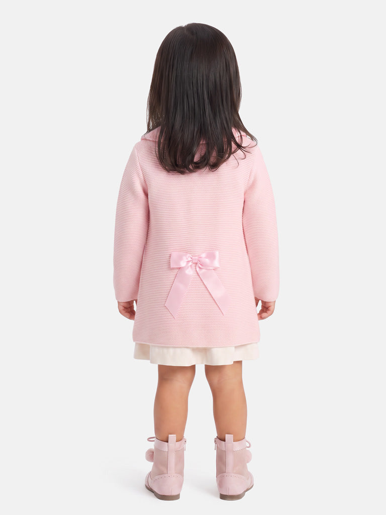 Girl Irene Collection Knitted Coat with Back Bow Baby & Toddler - Baby Pink