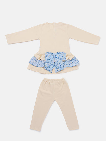 Baby Girl Top & Leggings Set - Castle Collection - Beige