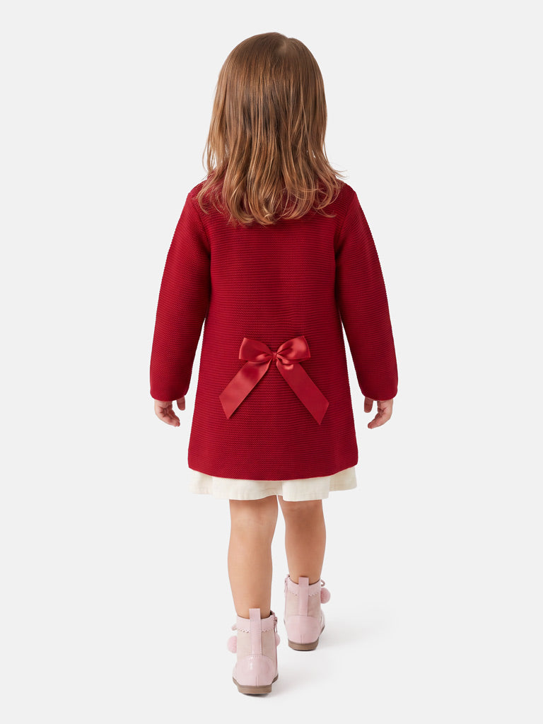 Girl Irene Collection Knitted Coat with Back Bow Baby & Toddler - Red