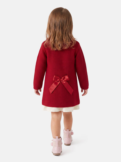 Girl Irene Collection Knitted Coat with Back Bow Baby & Toddler - Red