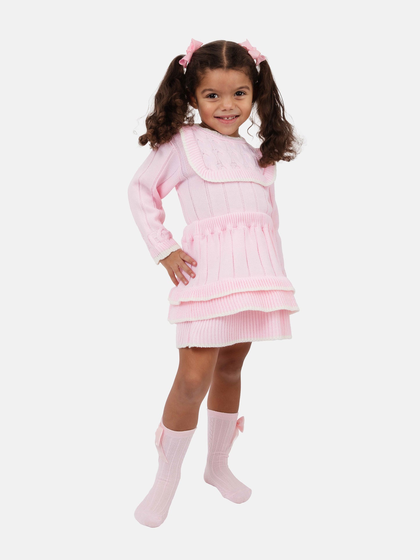 Baby Girl Selena Collection 2-piece Spanish Knitted Set - Pink