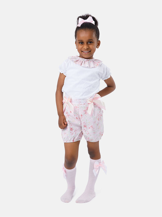Baby Girl Lorena Collection 2-piece Floral Romper Set - Baby Pink
