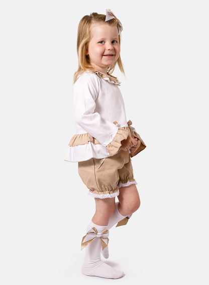 Baby Girl Aurora Collection 2-piece Romper Set - Tan