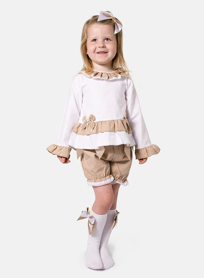 Baby Girl Aurora Collection 2-piece Romper Set - Tan