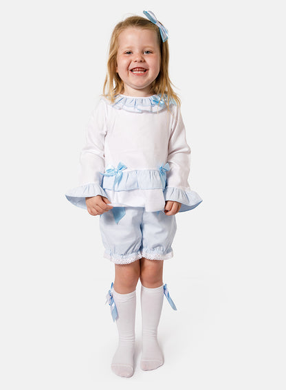 Baby Girl Aurora Collection 2-piece Romper Set - Baby Blue