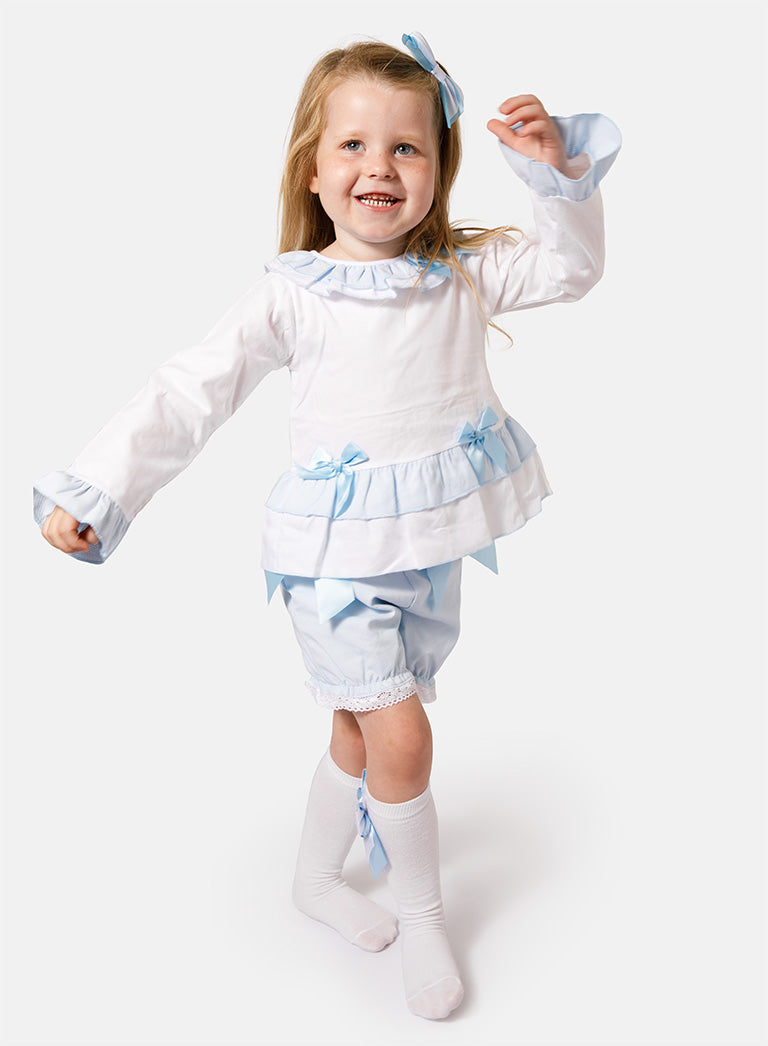 Baby Girl Aurora Collection 2-piece Romper Set - Baby Blue