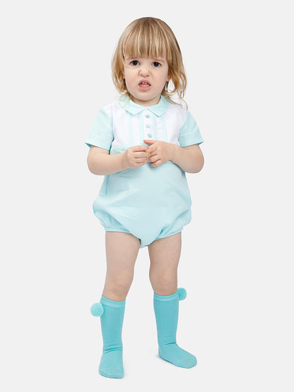 Baby Boy Akim Collection Spanish Romper - Aqua Blue