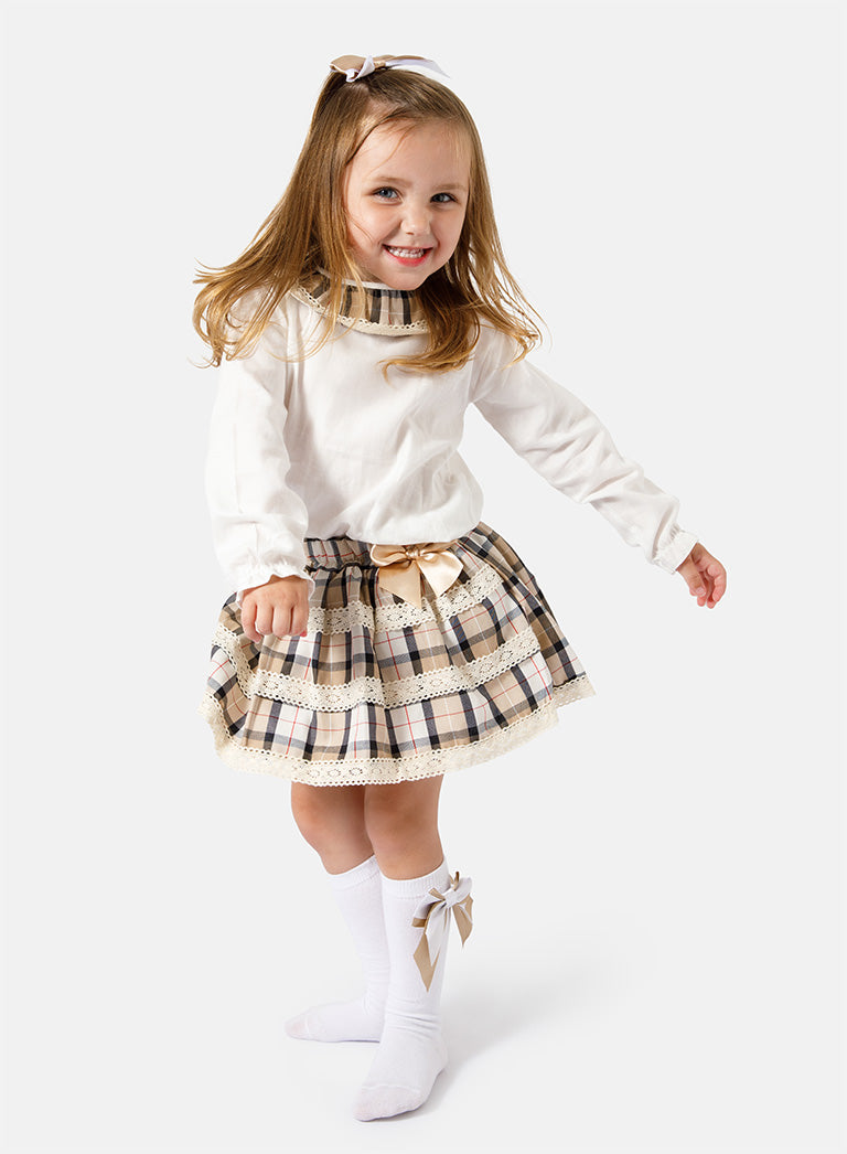 Baby Girl Sonia Collection 2-piece Romper Set - Beige