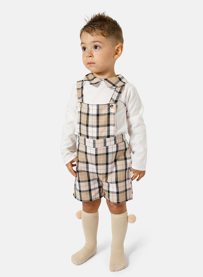 Baby Boy Sergio Collection 2-Piece Romper Set - Beige