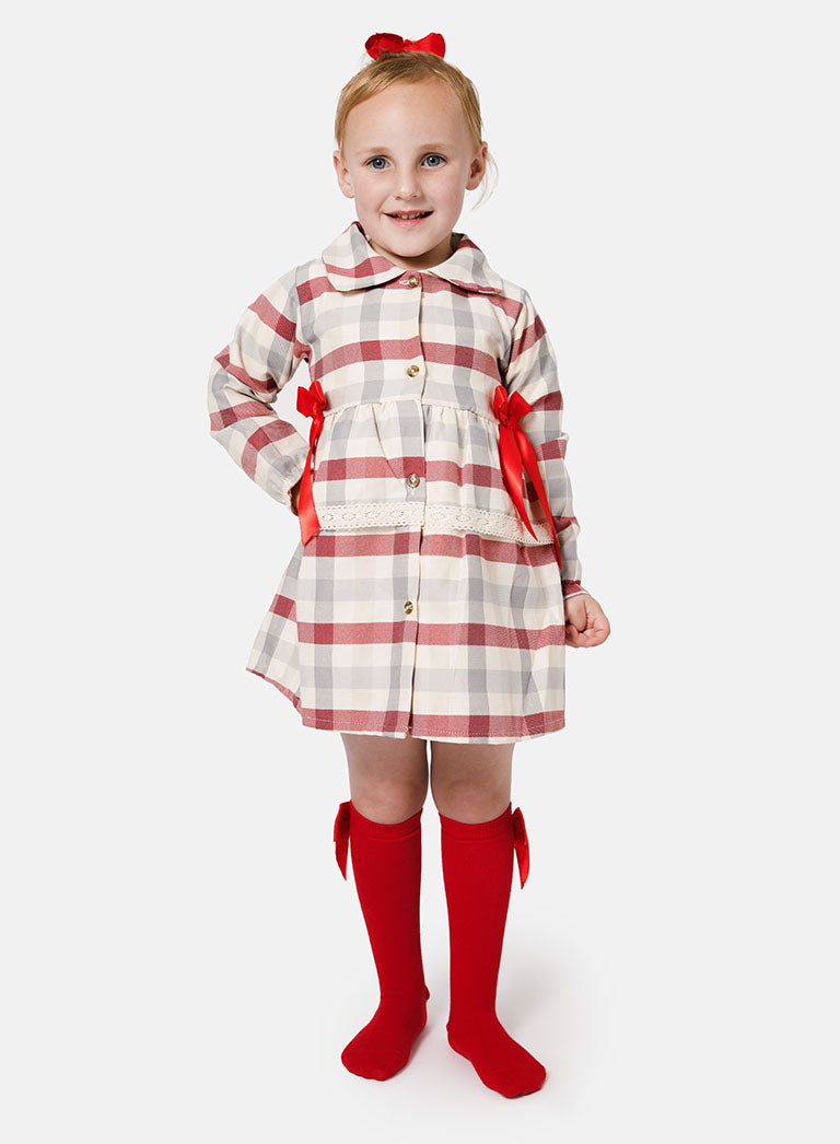 Baby Girl Kylie Collection Tartan Spanish Dress - Red