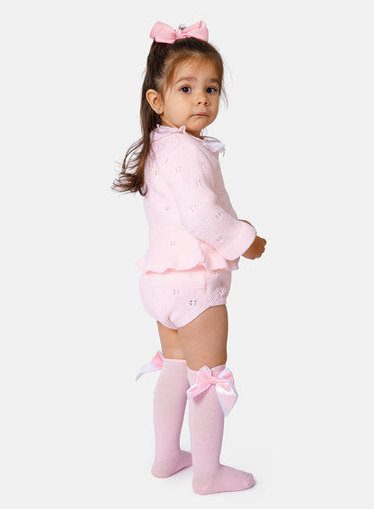 Baby Girl Iria Collection 3-piece Spanish Knitted Set - Baby Pink