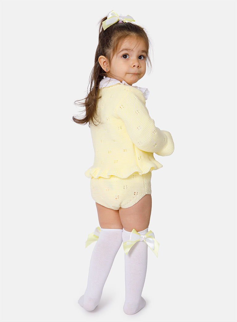 Baby Girl Iria Collection 3-piece Spanish Knitted Set - Lemon Yellow