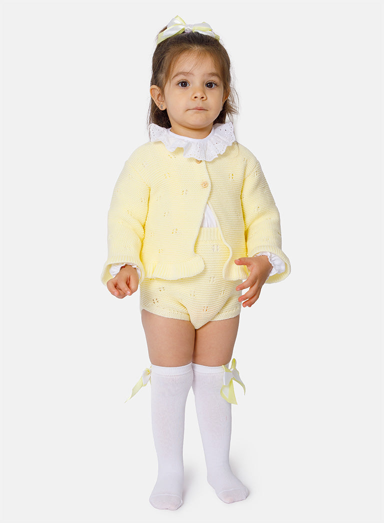 Baby Girl Iria Collection 3-piece Spanish Knitted Set - Lemon Yellow